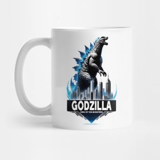 Godzilla city king blue lights Mug